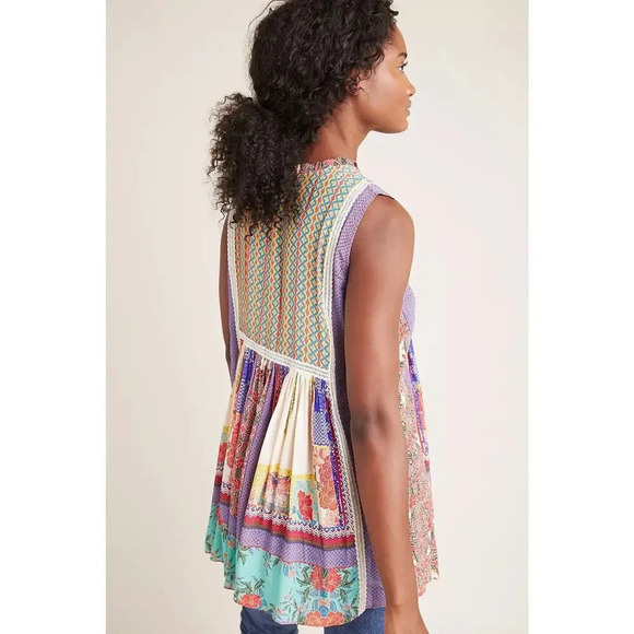 Anthropologie Bhanuni by Jyoti Peasant Print Top - Picture 2 of 11